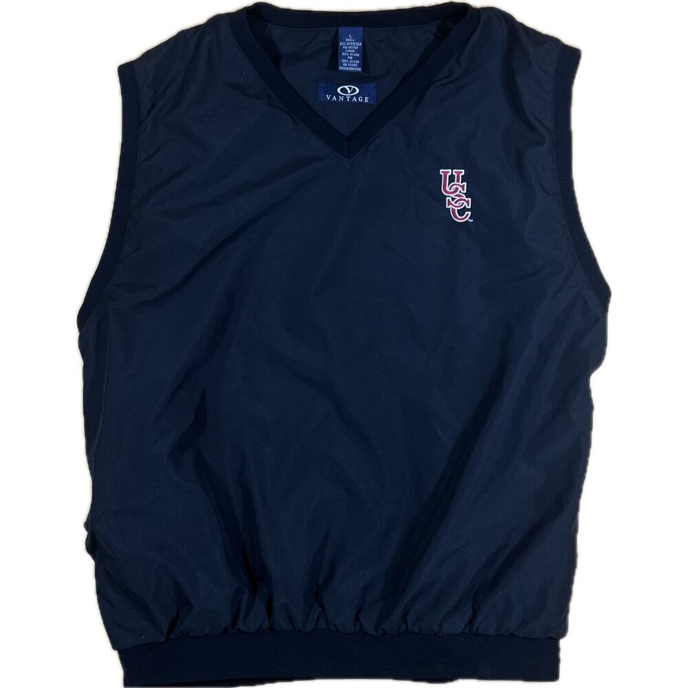 Vantage Men L Black USC Gamecocks Performance Wind V Neck Sleeveless‎ Lined Vest